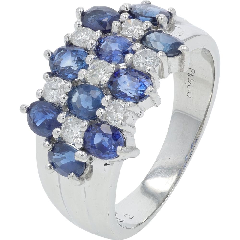 Platinum 2.50 Carat Sapphire Ring with Diamond Accents - 0.32 Carat Total Diamond Weight