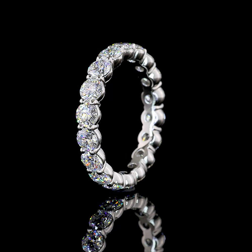 Platinum 2.51 Carats Total Weight Eternity Band with 18 Round Brilliant Cut Lab Diamonds (E-F Color, VS1 Clarity) - Covaloro Fine Jewelry