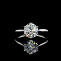Platinum 2.55 Carat Round Brilliant Cut Solitaire Engagement Ring with F VVS2 Lab Diamond and Six-Prong Setting - Covaloro Fine Jewelry