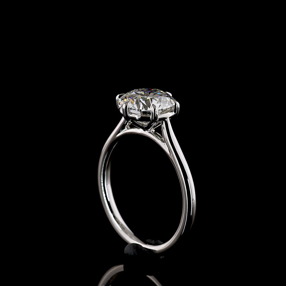 Platinum 2.55 Carat Round Brilliant Cut Solitaire Engagement Ring with F VVS2 Lab Diamond and Six-Prong Setting - Covaloro Fine Jewelry
