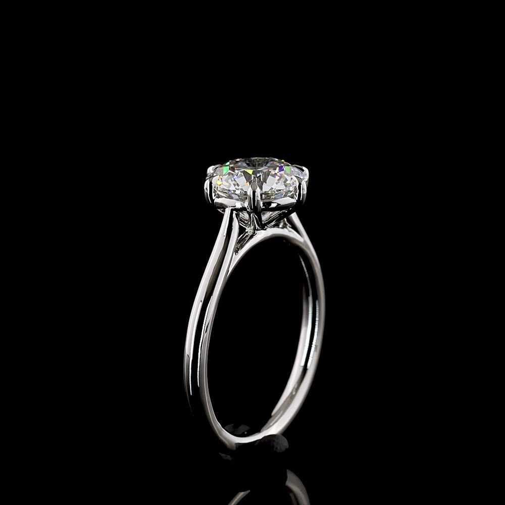Platinum 2.55 Carat Round Brilliant Cut Solitaire Engagement Ring with F VVS2 Lab Diamond and Six-Prong Setting - Covaloro Fine Jewelry