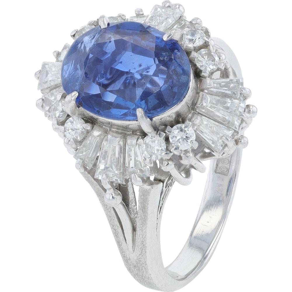 Platinum 2.60 Carats No Heat Burma Sapphire Ring with 0.89 Carat Total Diamond Weight - GIA Certified