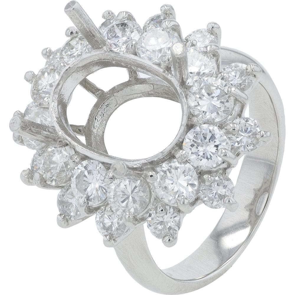 Platinum 2.63 Carat Diamond Halo Semi-Mount Engagement Ring