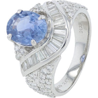 Platinum 2.67 Carat No Heat Ceylon Sapphire Ring with 1.33 Carats of Diamonds - GIA Certified