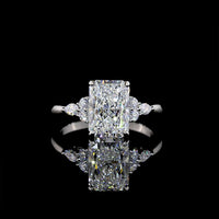 Platinum 2.74 Carat Total Weight Radiant Cut Lab Diamond Ring with Marquise and Brilliant Accents - 2.50 Carat F VS1 Center - Covaloro Fine Jewelry