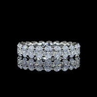 Platinum 2 Carat Oval Cut Lab Diamond Eternity Band with North-South Prong Setting - E-F Color VS Clarity - Covaloro Fine Jewelry