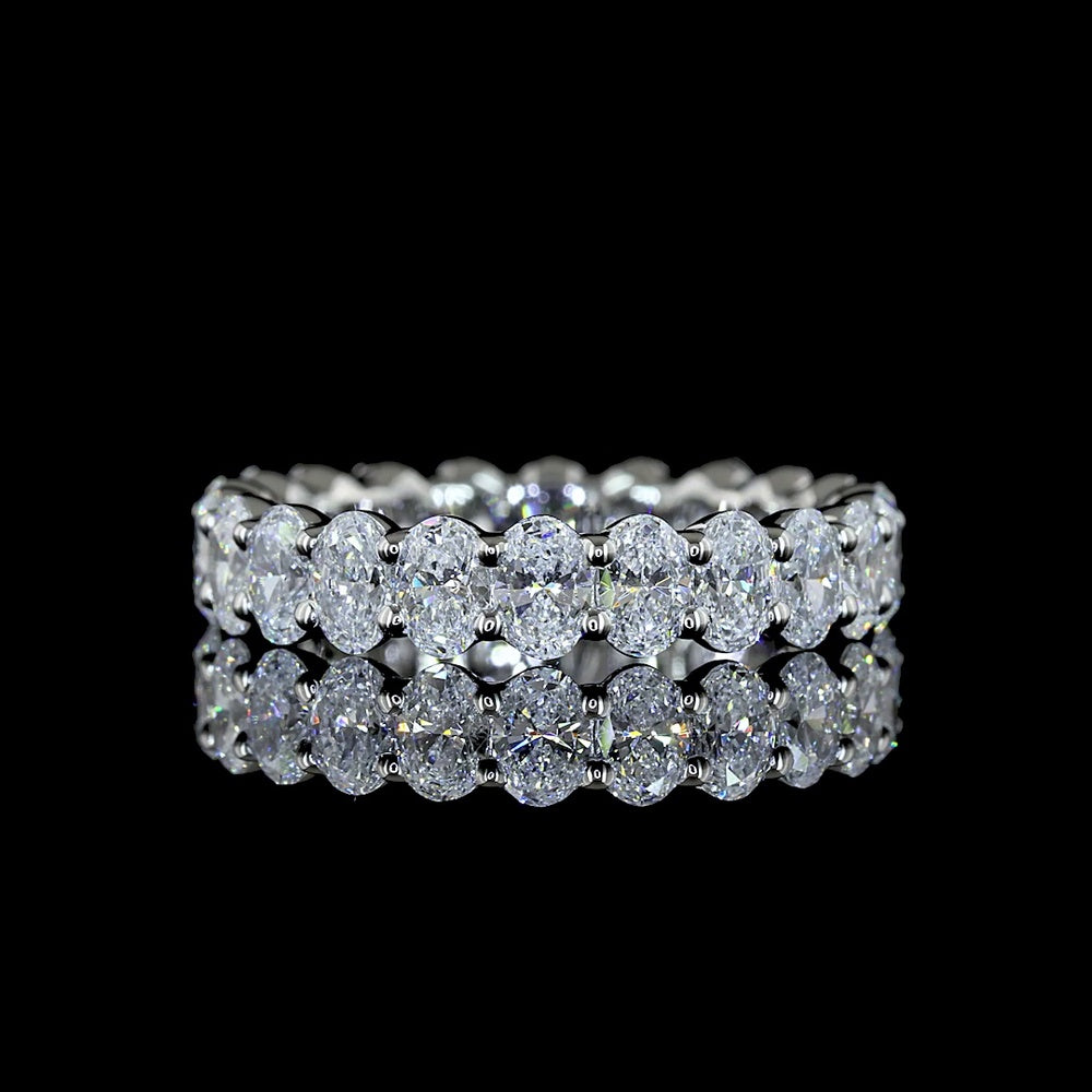 Platinum 2 Carat Oval Cut Lab Diamond Eternity Band with North-South Prong Setting - E-F Color VS Clarity - Covaloro Fine Jewelry