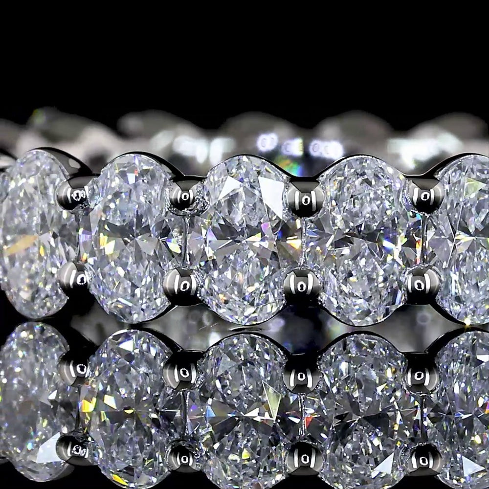 Platinum 2 Carat Oval Cut Lab Diamond Eternity Band with North-South Prong Setting - E-F Color VS Clarity - Covaloro Fine Jewelry