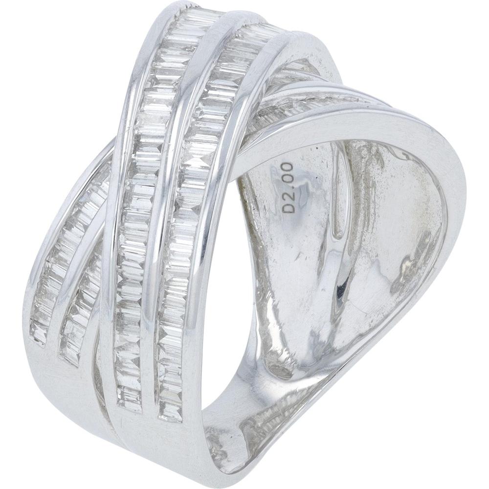 Platinum 2 Carat Total Weight Diamond Crossover Ring - 2.00 Carat Total Diamond Weight