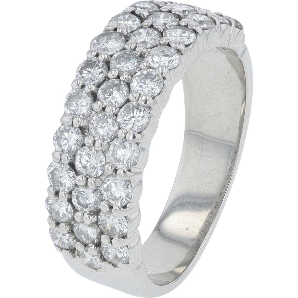 Platinum 2 Carats Diamond Three Row Band - Size 8.25