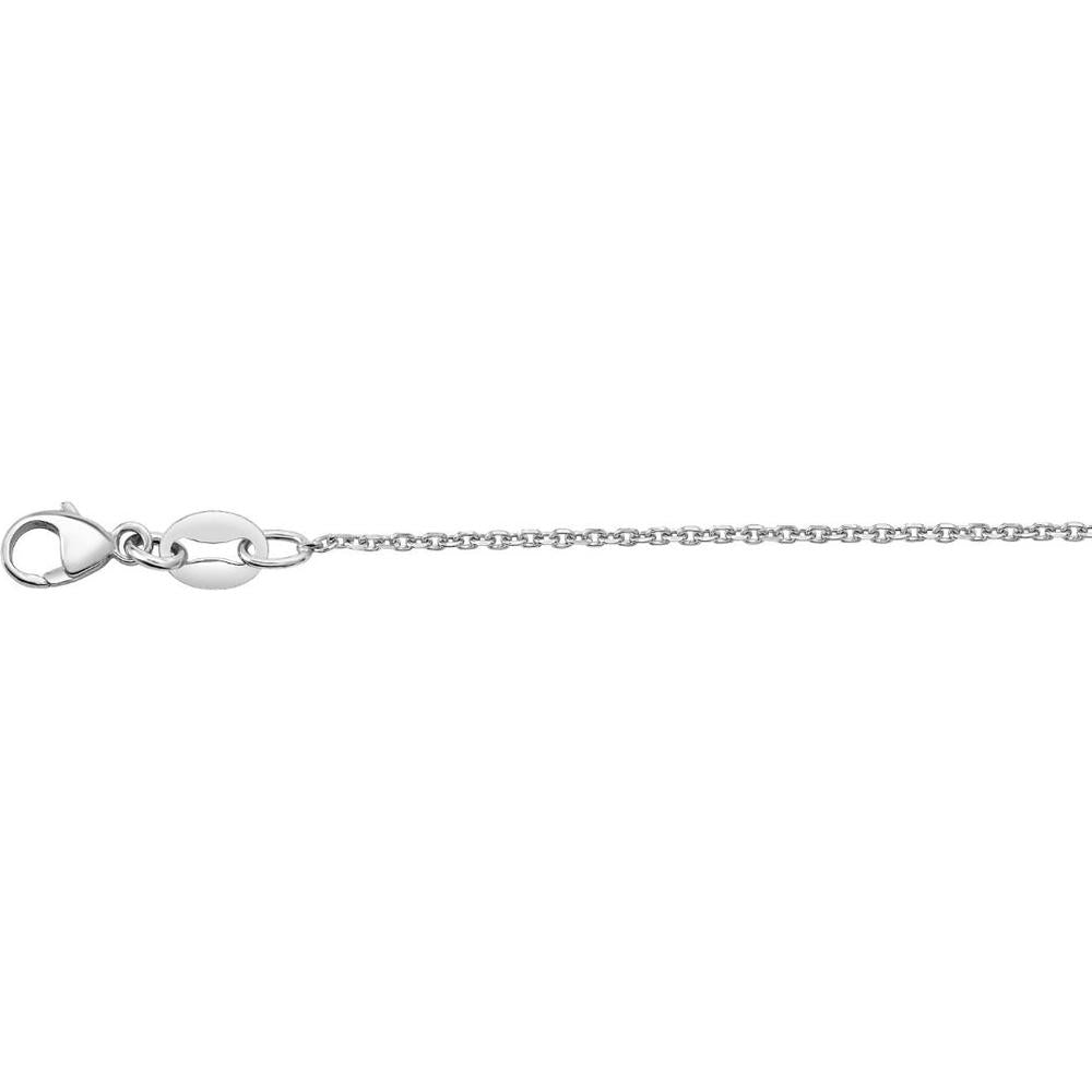 Platinum 20" 1.1mm Diamond Cut Cable Chain Necklace with Pear Lobster Clasp by Orozza Fine Jewelry