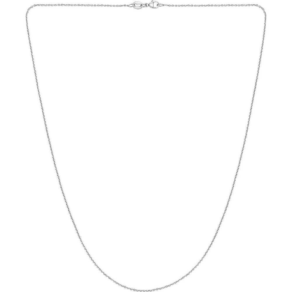 Platinum 20" 1.1mm Diamond Cut Cable Chain Necklace with Pear Lobster Clasp by Orozza Fine Jewelry