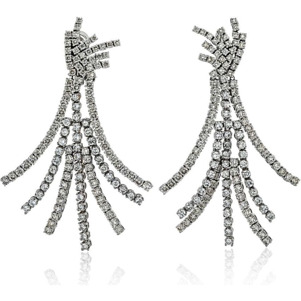 Platinum 22.00 Total Carat Weight Tassel Diamond Pendant Earrings