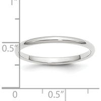 Platinum 2mm Half Round Wedding Band - Polished Finish, Size 10.5 by Luciano & Cie