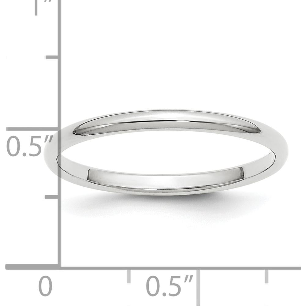Platinum 2mm Half Round Wedding Band - Polished Finish, Size 10.5 by Luciano & Cie