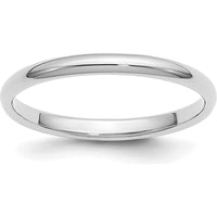 Platinum 2mm Half Round Wedding Band - Polished Finish - Size 4 by Luciano & Cie