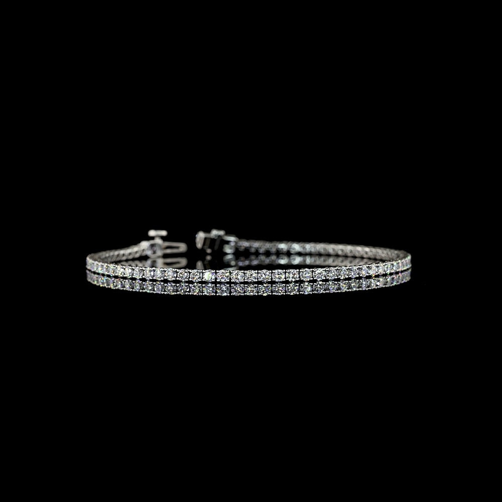 Platinum 3.00 Carat Tennis Bracelet with 76 Prong Set Round Lab Diamonds - E-F Color VS2 Clarity - Covaloro Fine Jewelry