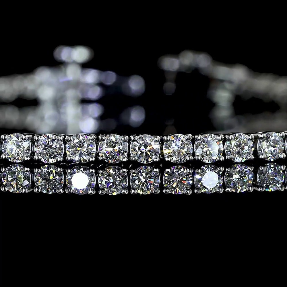 Platinum 3.00 Carat Tennis Bracelet with 76 Prong Set Round Lab Diamonds - E-F Color VS2 Clarity - Covaloro Fine Jewelry