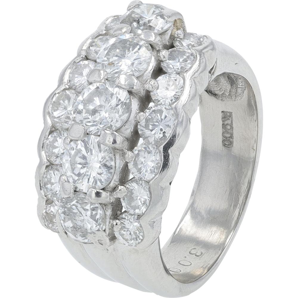 Platinum 3.00 Carat Total Weight Diamond Cluster Ring - Round Diamonds