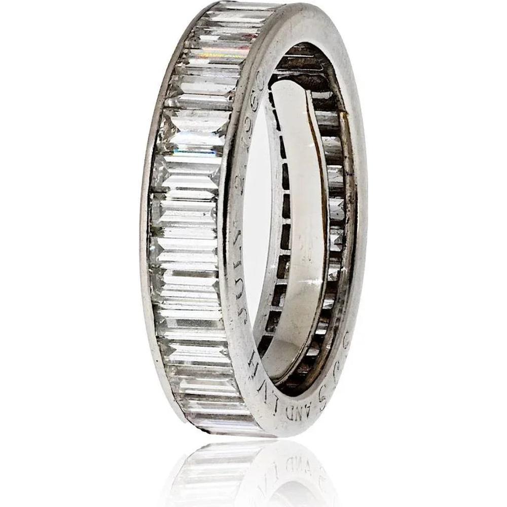 Platinum 3.00 Carats Baguette Diamond Eternity Ring with Channel Setting - Vintage 1960s Design