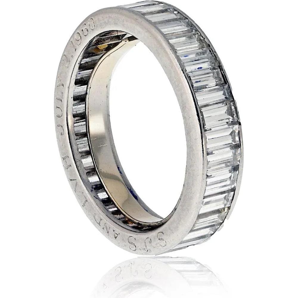 Platinum 3.00 Carats Baguette Diamond Eternity Ring with Channel Setting - Vintage 1960s Design