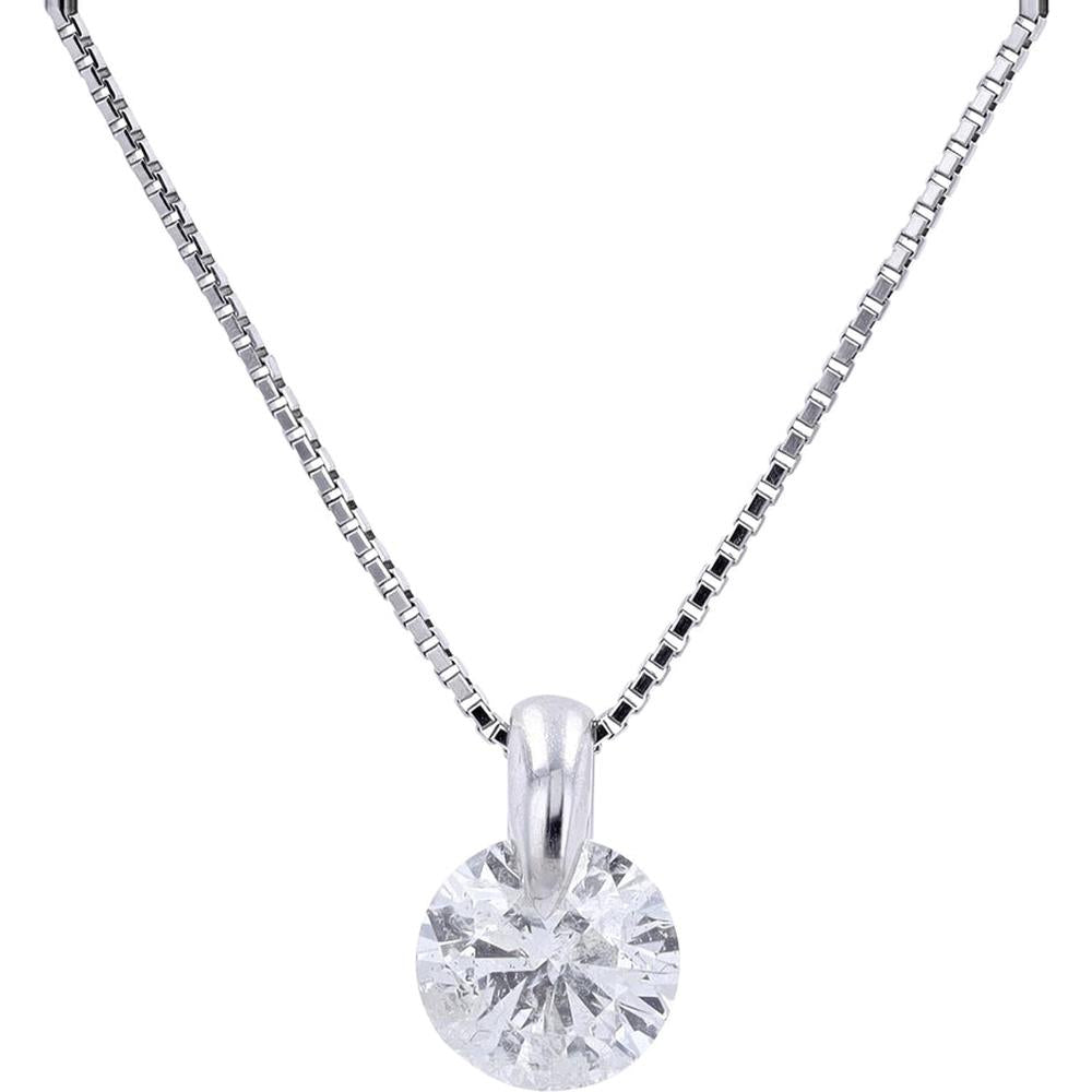 Platinum 3.031 Carat Diamond Solitaire Pendant with 18" Bolo Chain