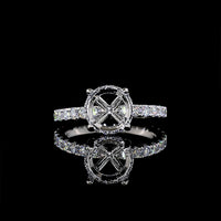 Platinum 3.10 Carat Hidden Halo Ring with Round Brilliant Cut D VVS1 Lab Diamond Center and Diamond Studded Band - Covaloro Fine Jewelry