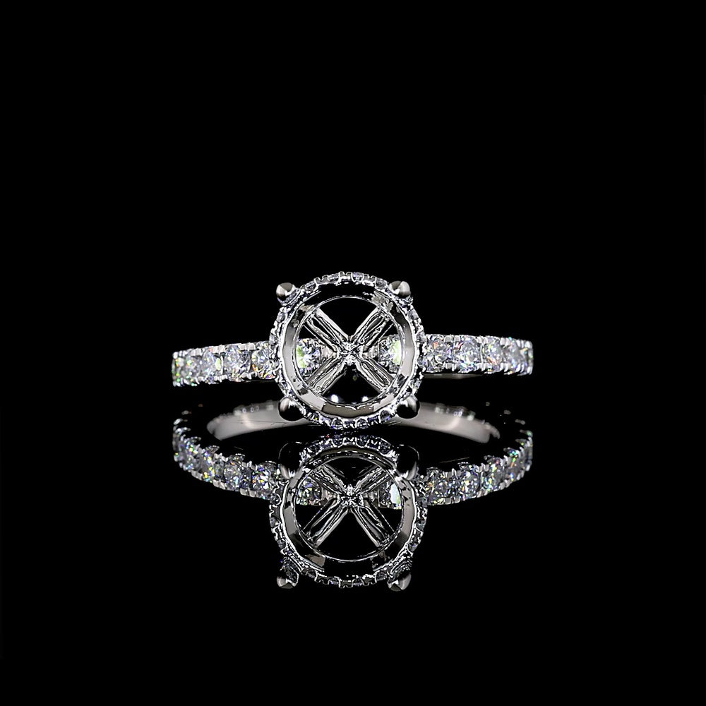 Platinum 3.10 Carat Hidden Halo Ring with Round Brilliant Cut D VVS1 Lab Diamond Center and Diamond Studded Band - Covaloro Fine Jewelry