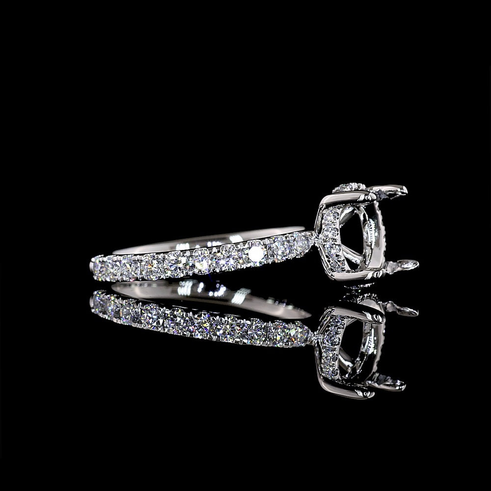 Platinum 3.10 Carat Hidden Halo Ring with Round Brilliant Cut D VVS1 Lab Diamond Center and Diamond Studded Band - Covaloro Fine Jewelry