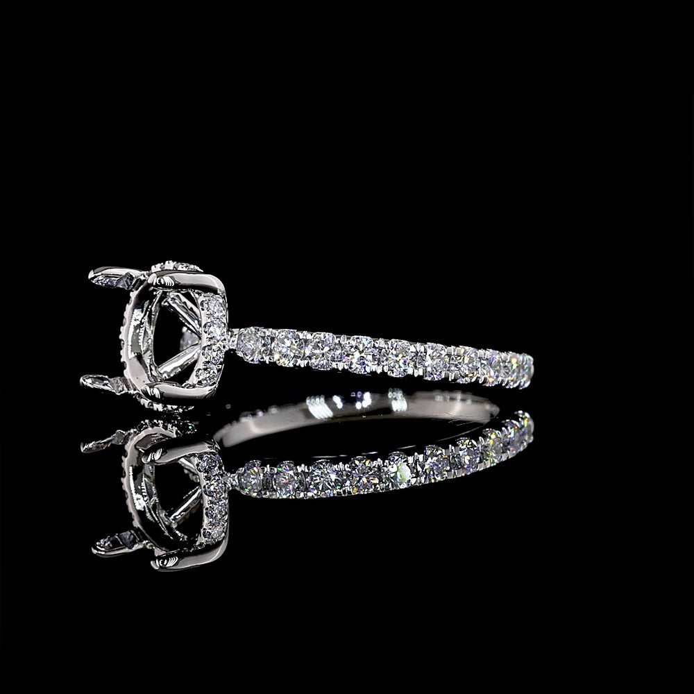 Platinum 3.10 Carat Hidden Halo Ring with Round Brilliant Cut D VVS1 Lab Diamond Center and Diamond Studded Band - Covaloro Fine Jewelry