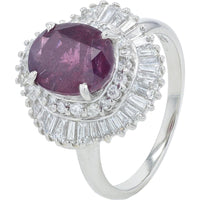 Platinum 3.11 Carat No Heat Kashmir Ruby Ring with 0.95 Carat Total Diamond Weight - GIA Certified