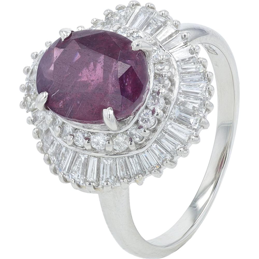 Platinum 3.11 Carat No Heat Kashmir Ruby Ring with 0.95 Carat Total Diamond Weight - GIA Certified