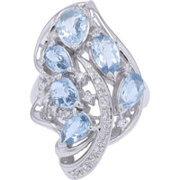 Platinum 3.11 Carats Aquamarine Ring with Diamond Accents - 0.25 Carats Total Diamond Weight