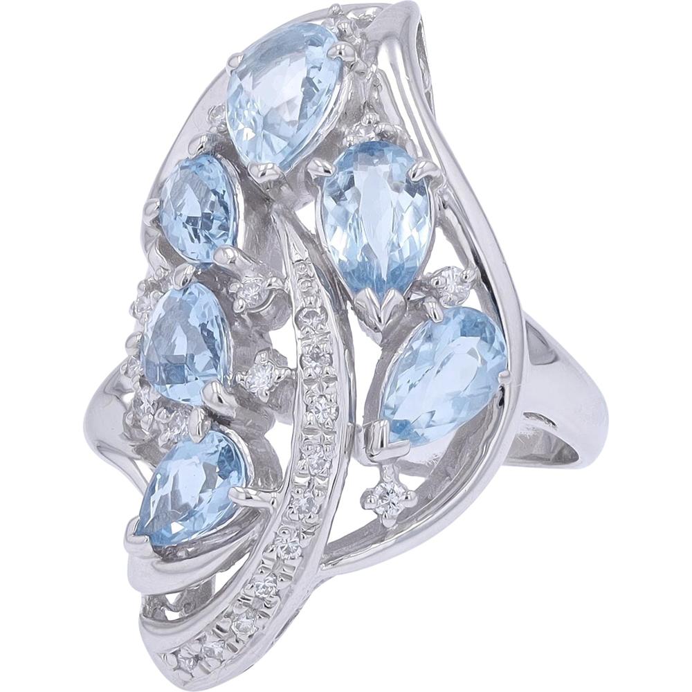 Platinum 3.11 Carats Aquamarine Ring with Diamond Accents - 0.25 Carats Total Diamond Weight