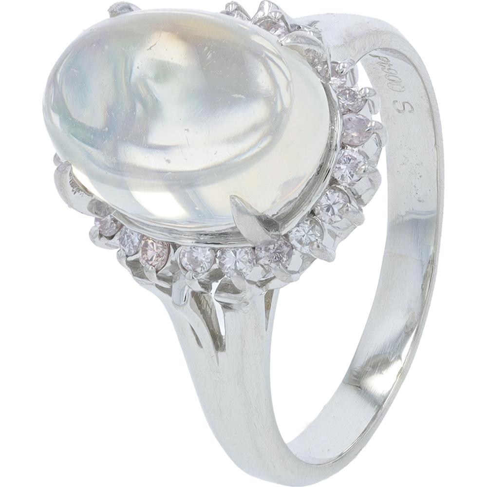 Platinum 3.17 Carat Black Opal Ring with Diamond Halo - 0.25 Carat Total Diamond Weight