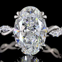 Platinum 3.29 Carat Oval Cut Lab Diamond Hidden Halo Ring with D VVS2 Center and E VS1 Accent Stones - IGI Certified - Covaloro Fine Jewelry