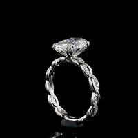 Platinum 3.29 Carat Oval Cut Lab Diamond Hidden Halo Ring with D VVS2 Center and E VS1 Accent Stones - IGI Certified - Covaloro Fine Jewelry