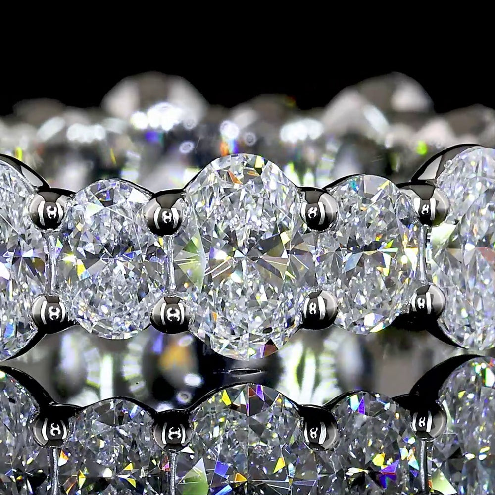 Platinum 3.4 Carat Total Weight Eternity Band with 20 North-South Set Oval Cut Lab Diamonds, E-F Color VS Clarity - Covaloro Fine Jewelry