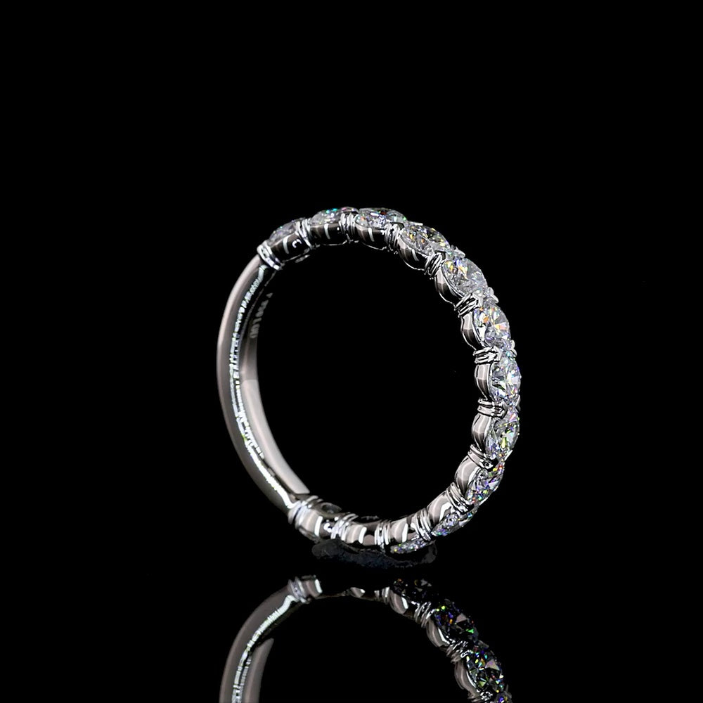 Platinum 3/4 Eternity Band with 1.07 Carat Round Brilliant Cut Lab Grown Diamonds - Prong Set, E-F Color, VS Clarity - Covaloro Fine Jewelry