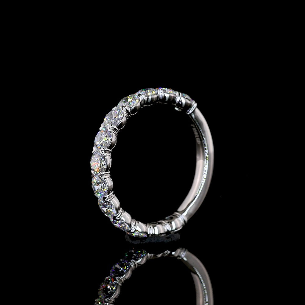 Platinum 3/4 Eternity Band with 1.07 Carat Round Brilliant Cut Lab Grown Diamonds - Prong Set, E-F Color, VS Clarity - Covaloro Fine Jewelry