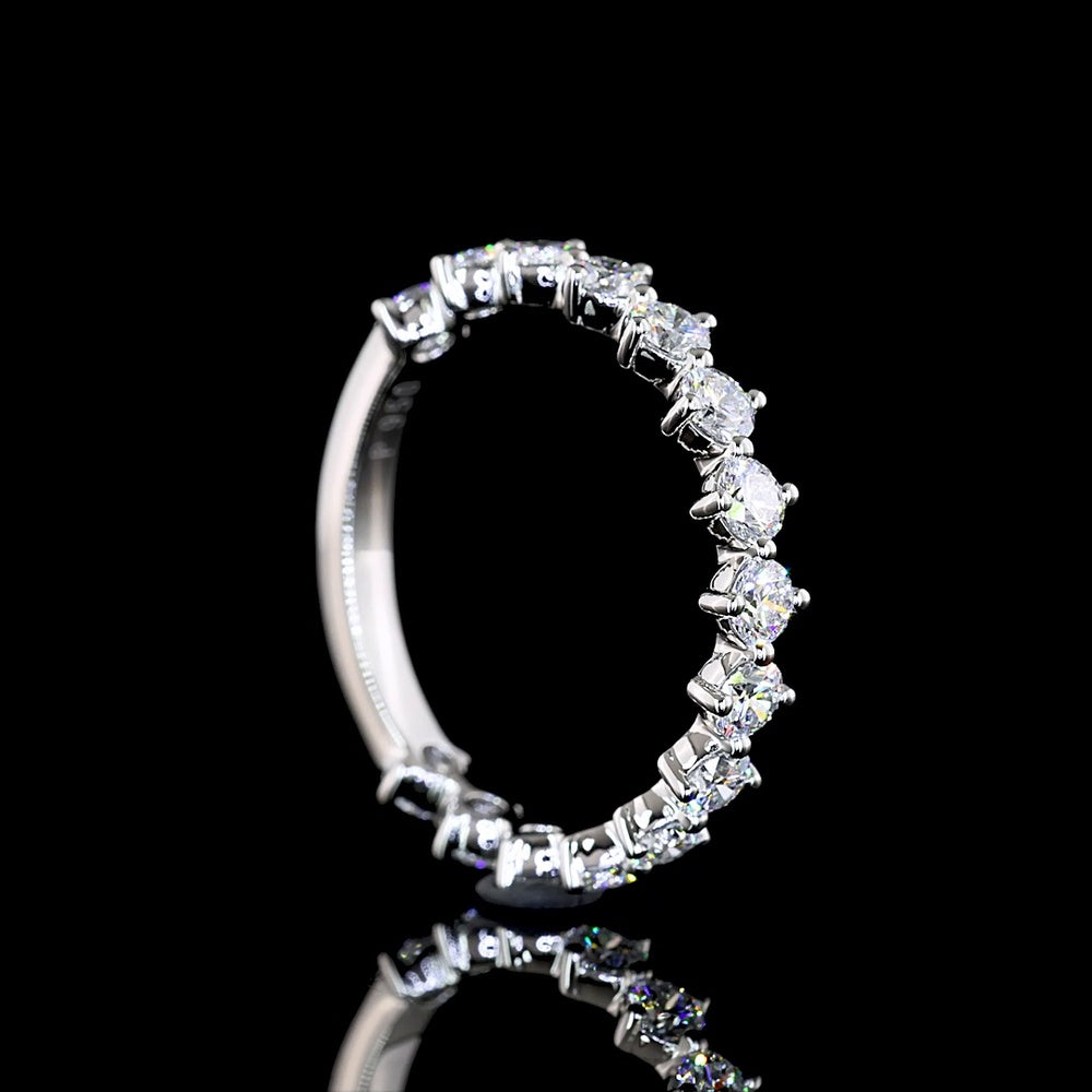 Platinum 3/4 Eternity Band with 15 Round Brilliant Cut Lab Diamonds - 1.20 Carats Total Diamond Weight - Covaloro Fine Jewelry