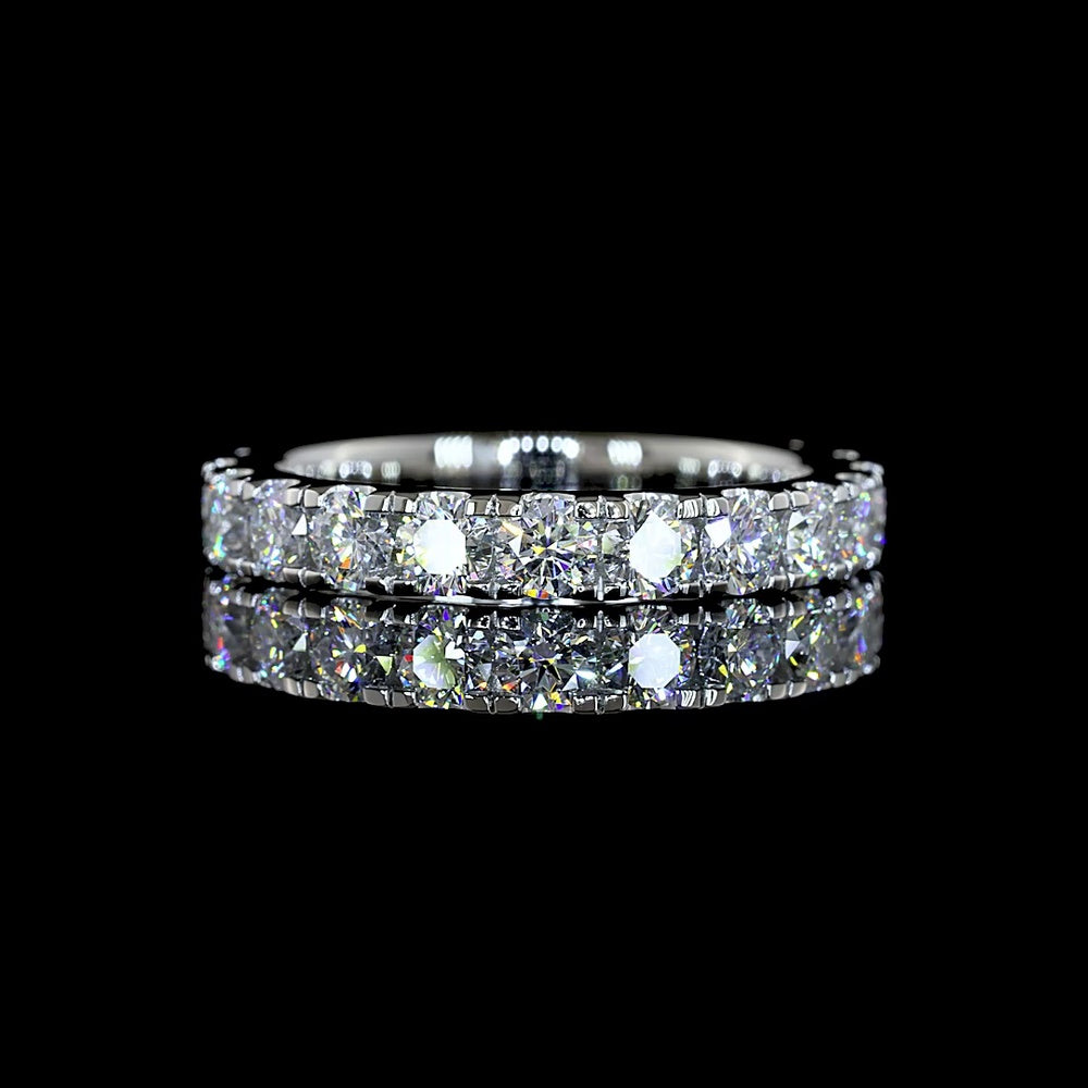 Platinum 3/4 Eternity Band with 15 Round Brilliant Cut Lab-Grown Diamonds - 1.45 Carat Total Weight, E-F Color, VS Clarity - Covaloro Fine Jewelry