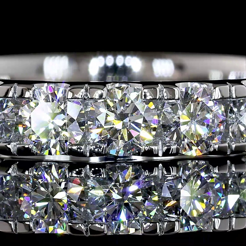 Platinum 3/4 Eternity Band with 15 Round Brilliant Cut Lab-Grown Diamonds - 1.45 Carat Total Weight, E-F Color, VS Clarity - Covaloro Fine Jewelry