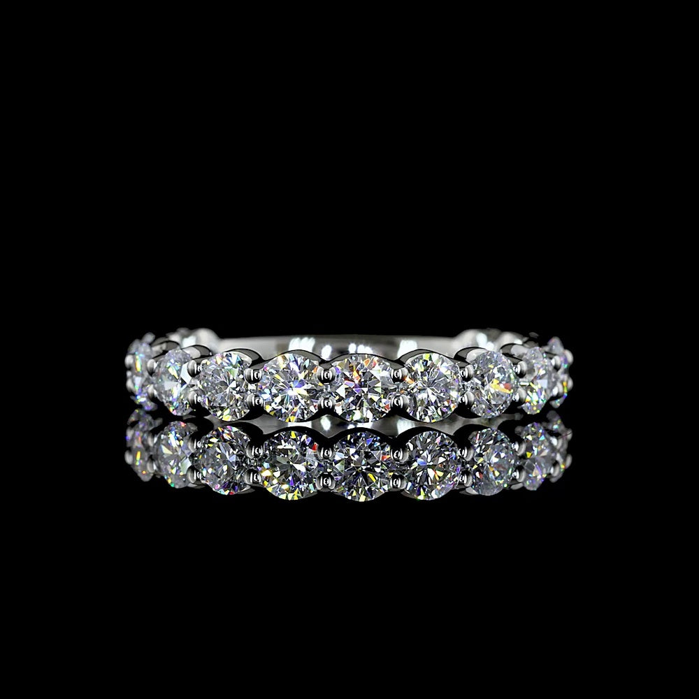Platinum 3/4 Eternity Band with 15 Round Lab-Grown Diamonds - 1.50 Carats Total Diamond Weight, E-F VS1 Clarity - Covaloro Fine Jewelry