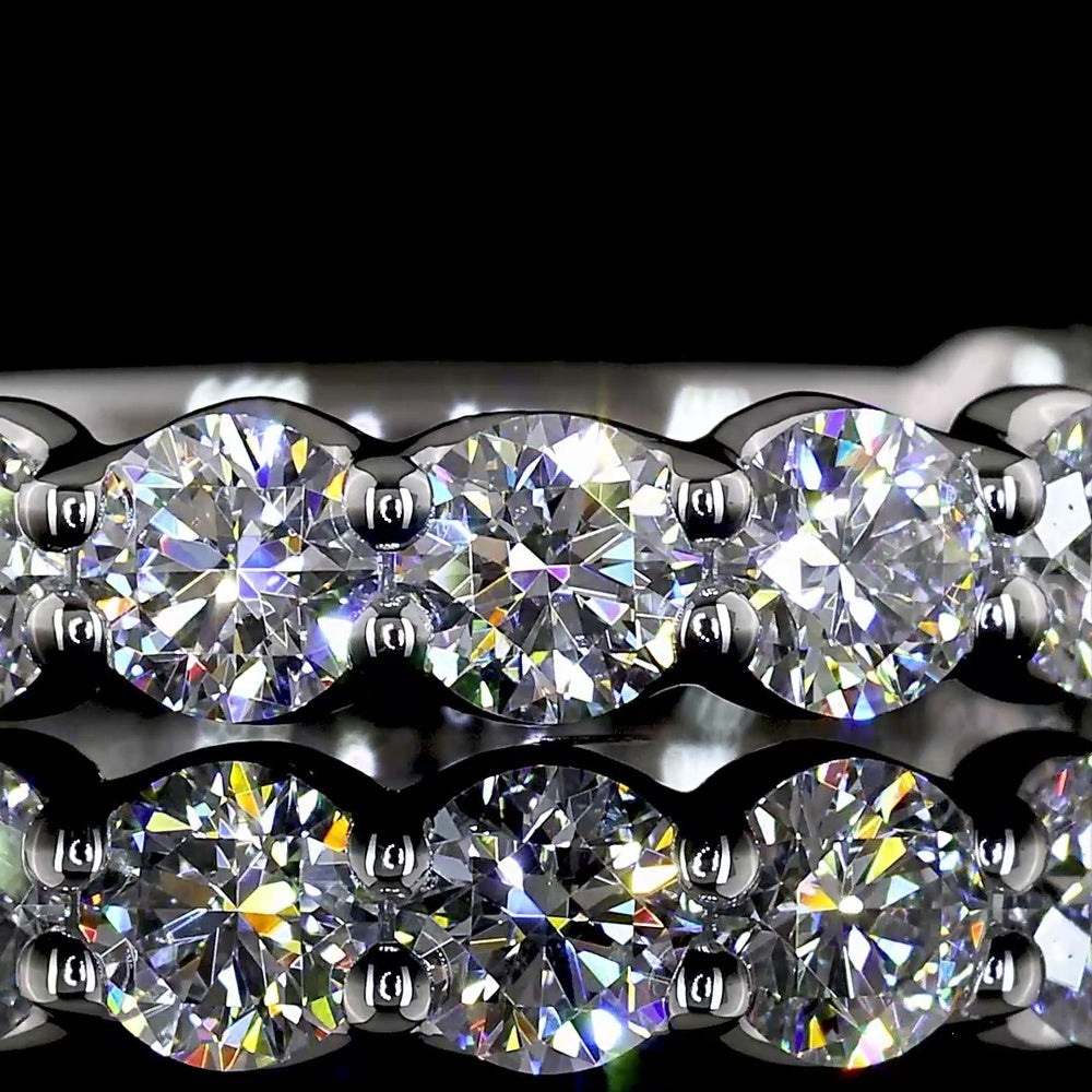Platinum 3/4 Eternity Band with 15 Round Lab-Grown Diamonds - 1.50 Carats Total Diamond Weight, E-F VS1 Clarity - Covaloro Fine Jewelry