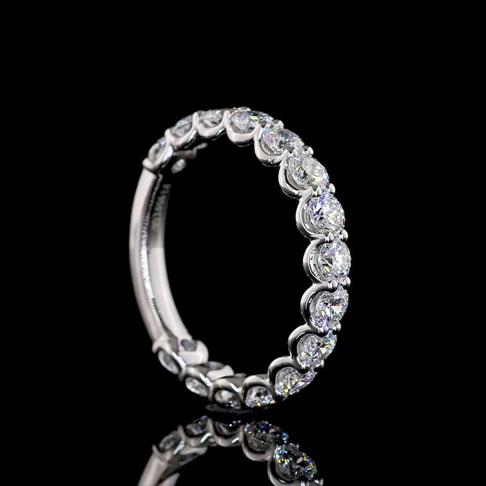 Platinum 3/4 Eternity Band with 15 Round Lab-Grown Diamonds - 1.50 Carats Total Diamond Weight, E-F VS1 Clarity - Covaloro Fine Jewelry