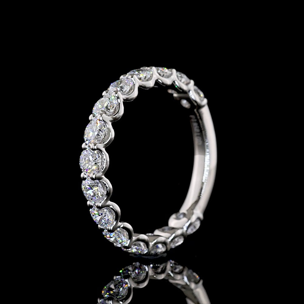 Platinum 3/4 Eternity Band with 15 Round Lab-Grown Diamonds - 1.50 Carats Total Diamond Weight, E-F VS1 Clarity - Covaloro Fine Jewelry