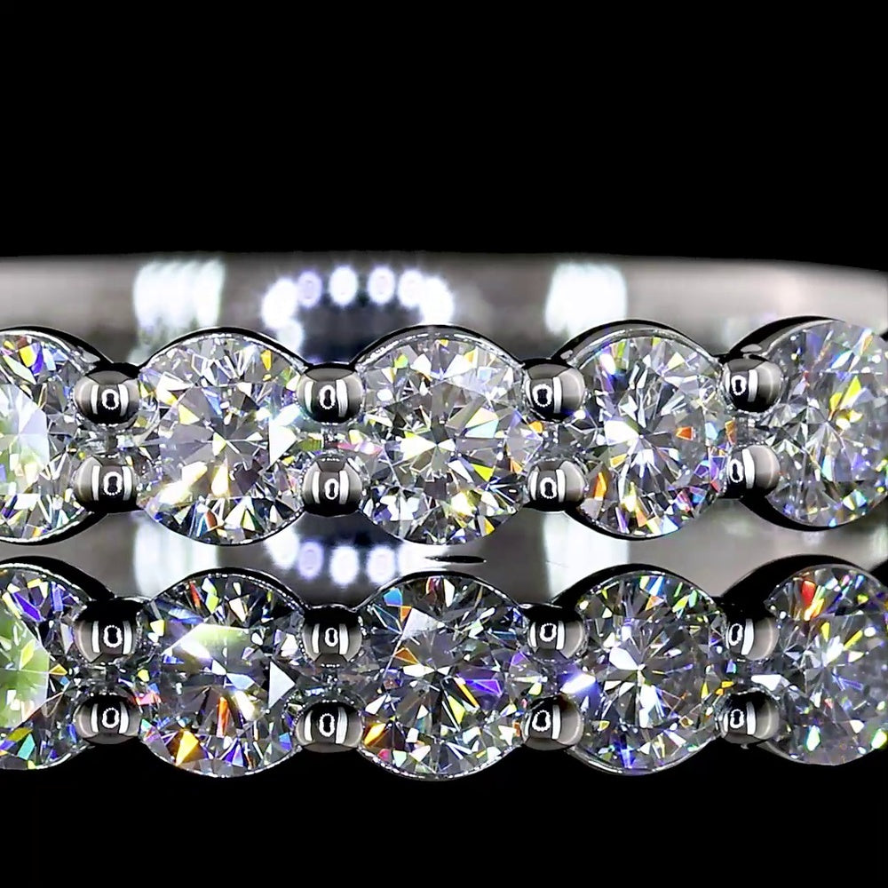 Platinum 3/4 Eternity Band with 17 Round Brilliant Cut Lab Diamonds - 0.90 Carat Total Weight, E-F Color, VVS Clarity - Covaloro Fine Jewelry