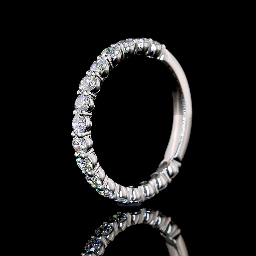Platinum 3/4 Eternity Band with 17 Round Brilliant Cut Lab Diamonds - 0.90 Carat Total Weight, E-F Color, VVS Clarity - Covaloro Fine Jewelry