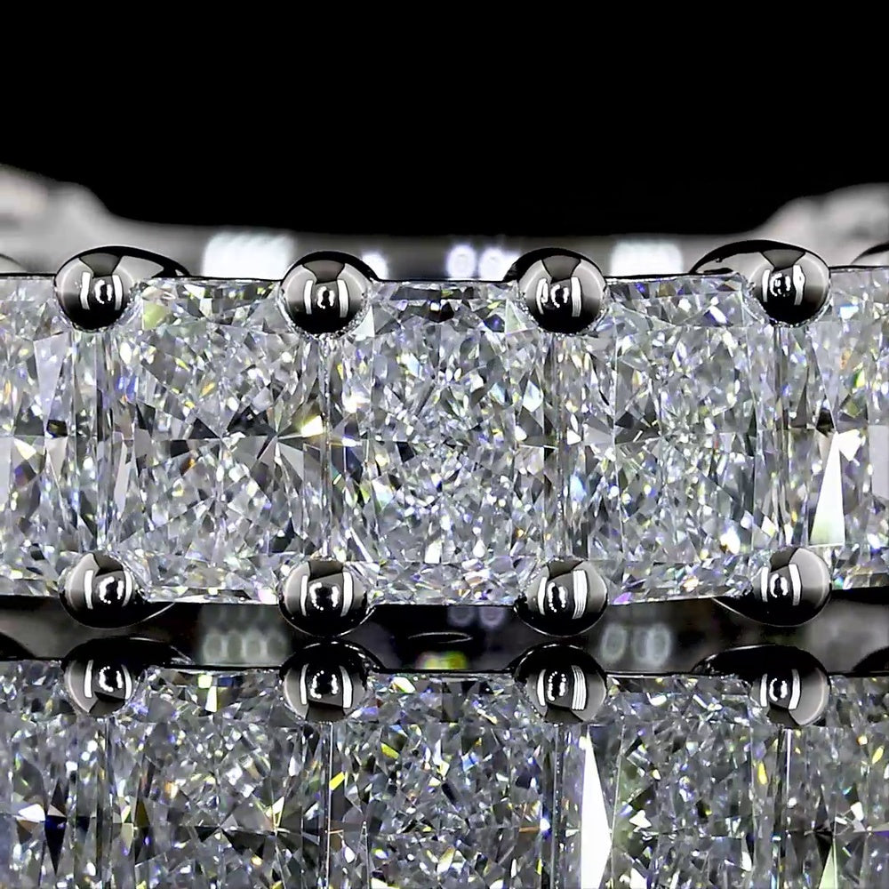 Platinum 3/4 Eternity Band with 19 Prong-Set Radiant Cut Lab Diamonds - 3.00 Carat Total Weight, E-F Color, VS Clarity - Covaloro Fine Jewelry